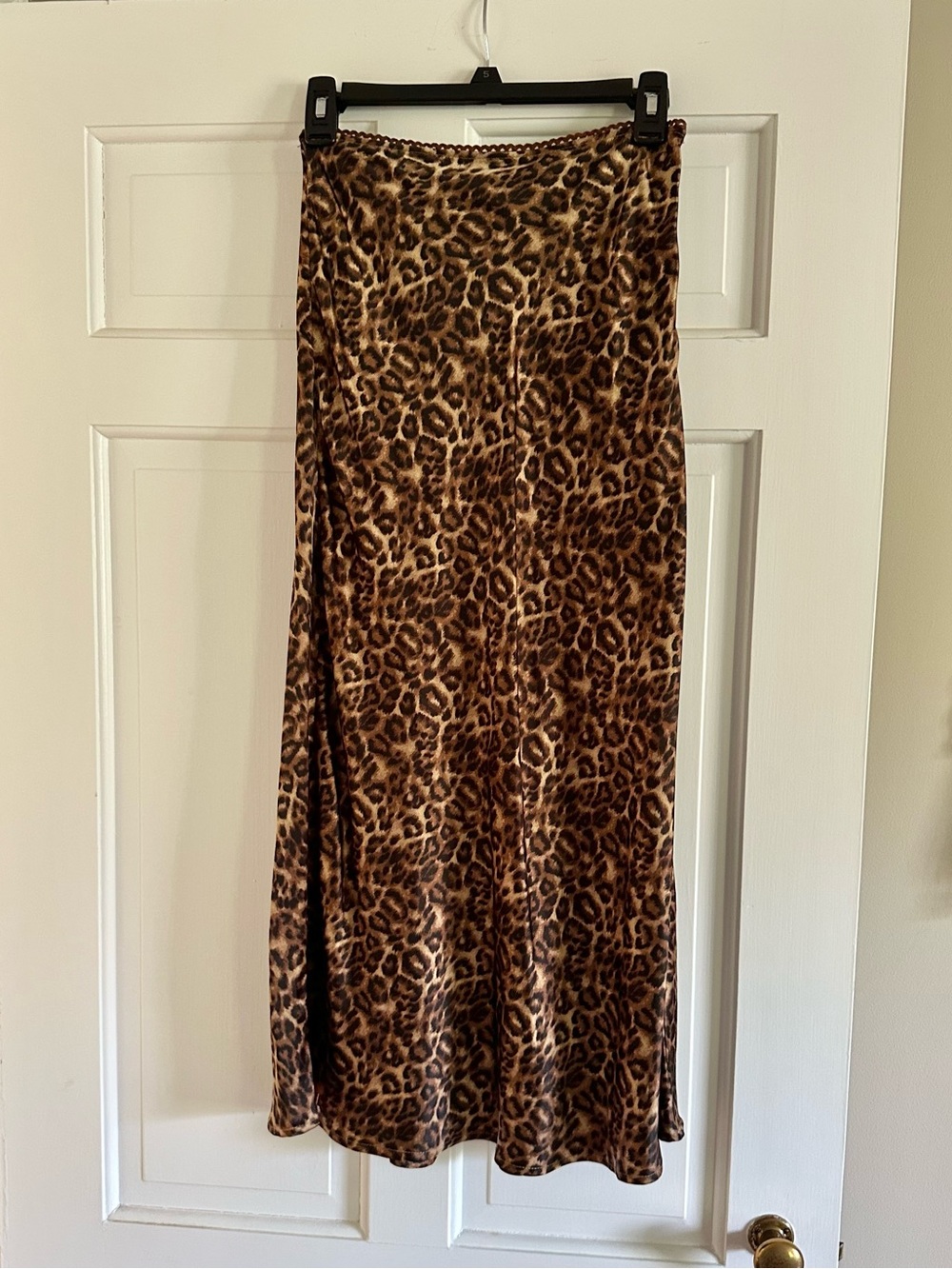 Forever 21 Leopard Print Satin Midi Skirt